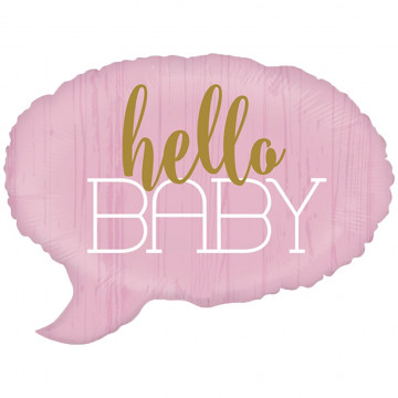  Спич бабл "HELLO BABY" (24''/61 см), розовый