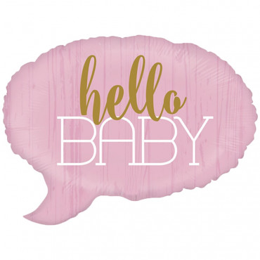  Спич бабл "HELLO BABY" (24''/61 см), розовый